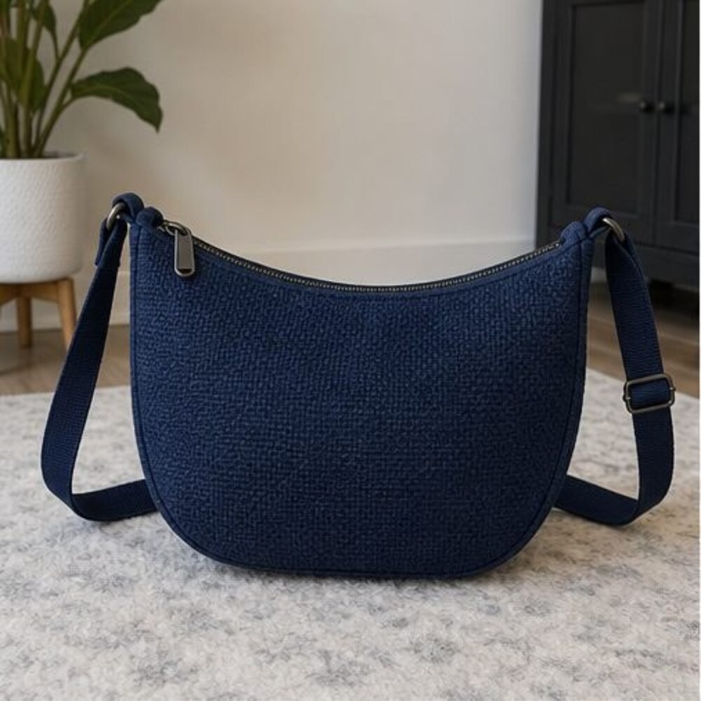 Navy Woven Crossbody Bag